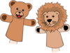 Bear And Lion Hand Puppets Clip Art